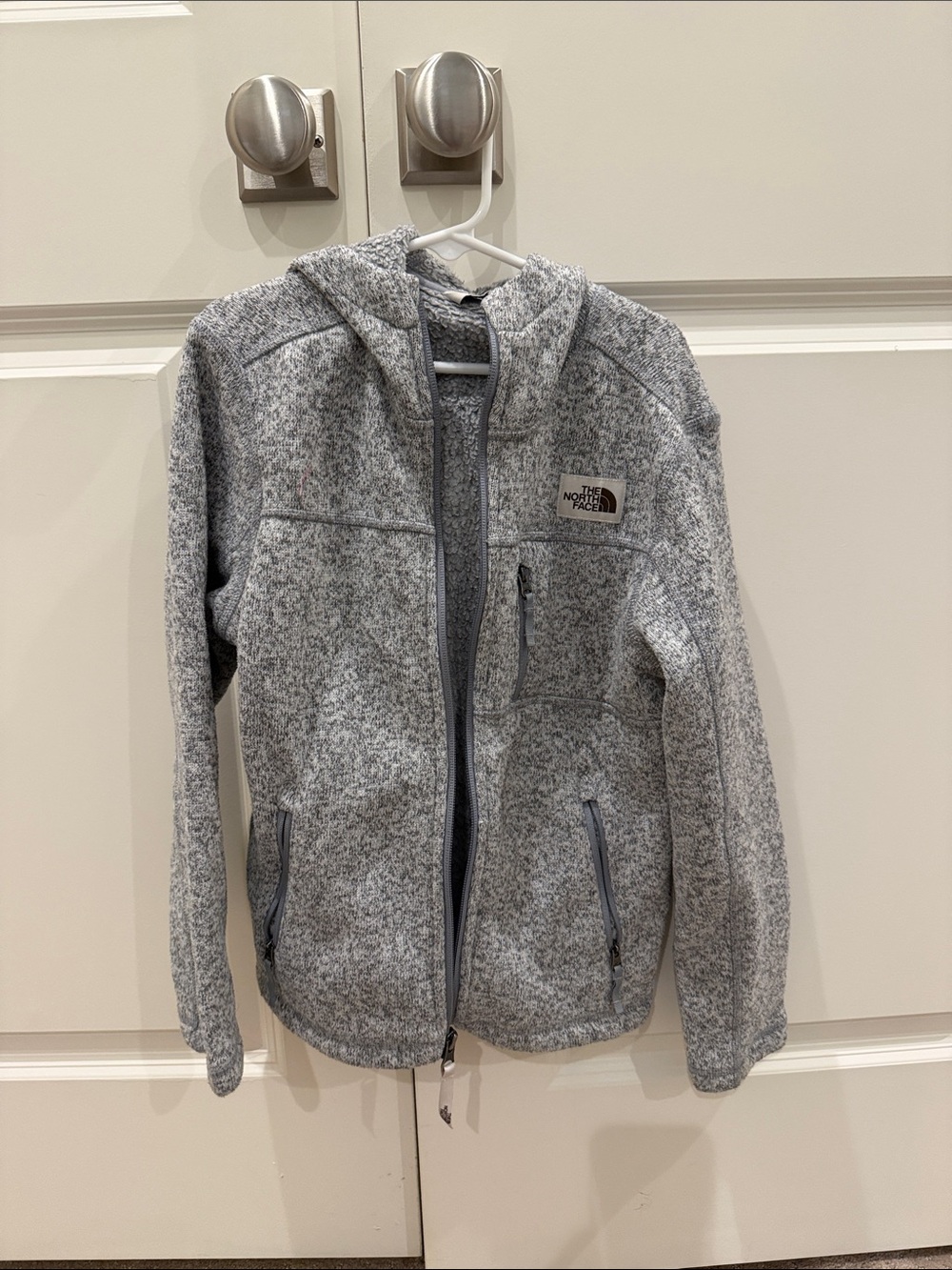 The North Face Gray Hooded Fleece Jacket for Kids